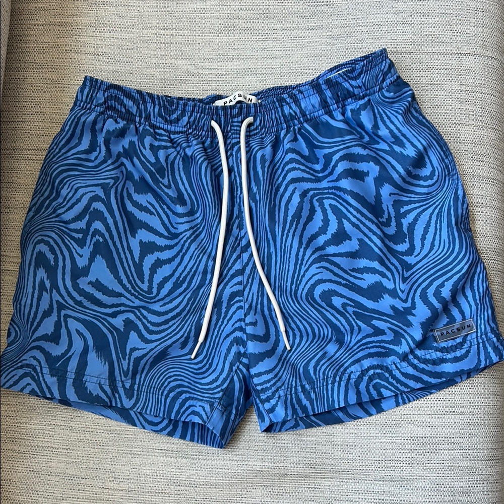 PacSun Blue Abstract Swim Trunks